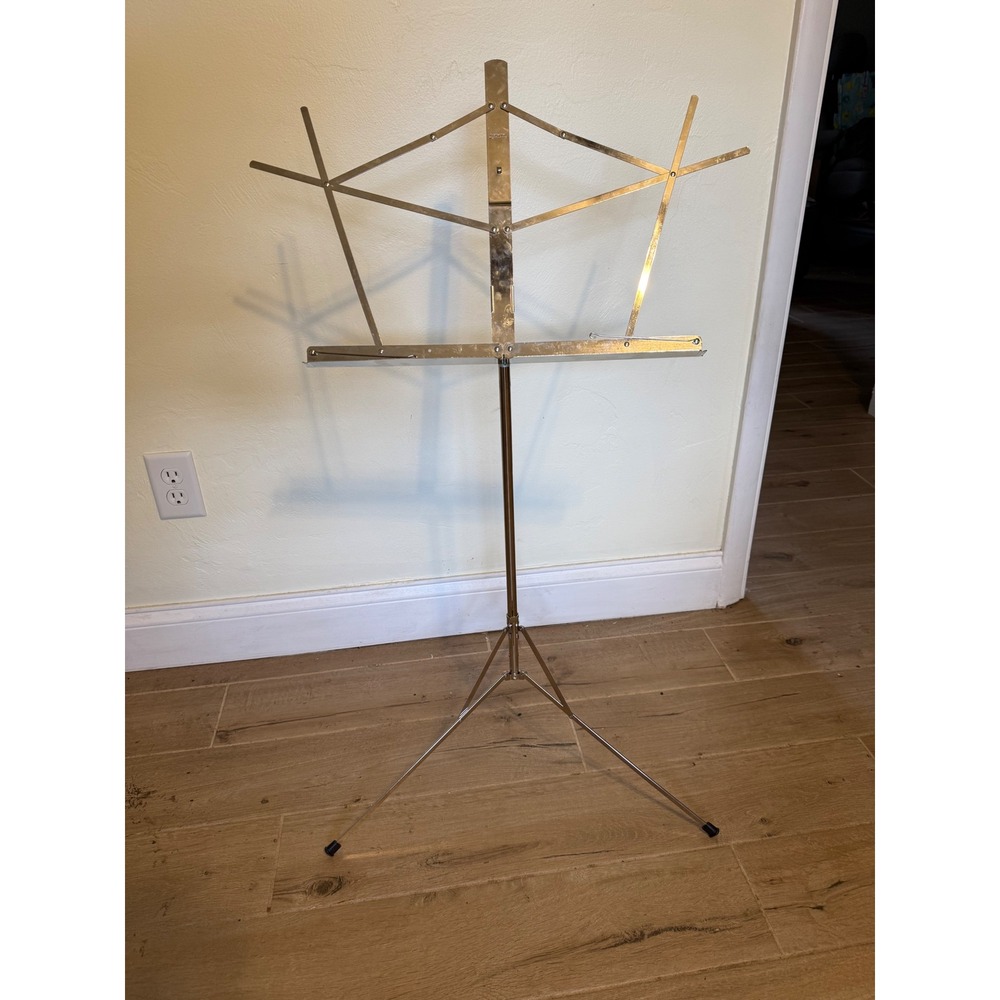 Vintage Hamilton Folding Music Stand Chrome Adjustable Tripod Portable Sheet
